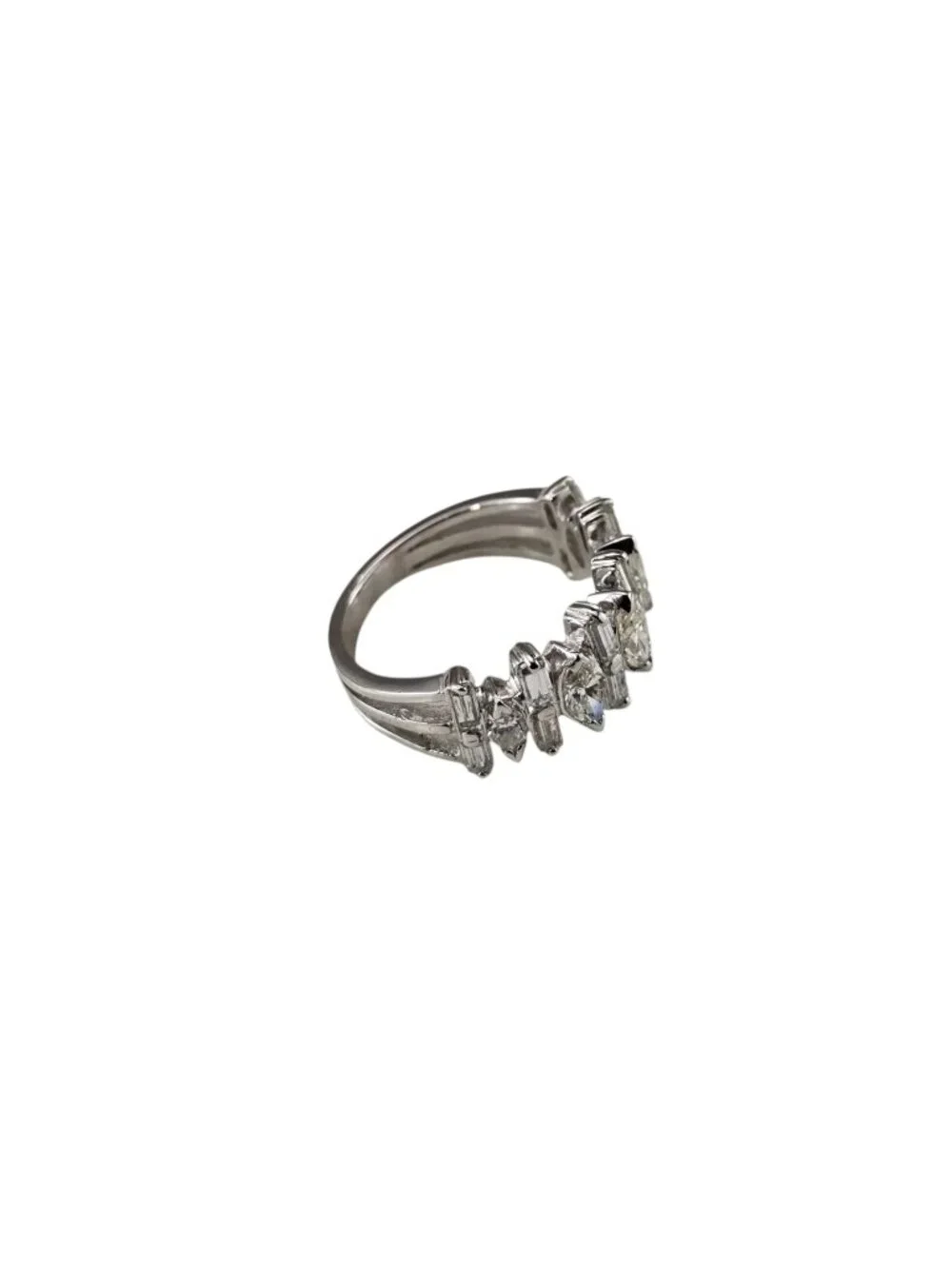 Platinum Marquis and Baguette Diamond Ring Size 7.25 #25246